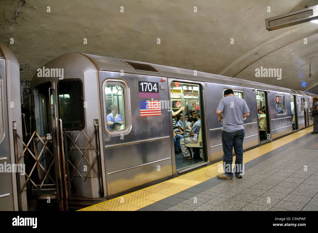 Number 7 Subway Train, Metro, Queens bound, New York City, USA, Stock Photo