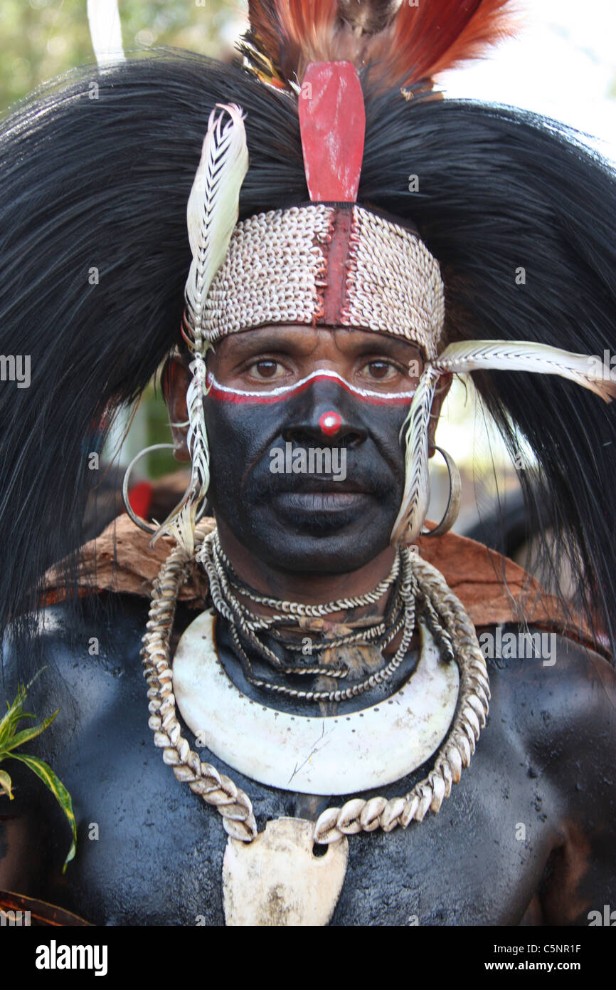 Pimaga Tribesman of Papua New Guinea from the Southern Highlands Stock Photo