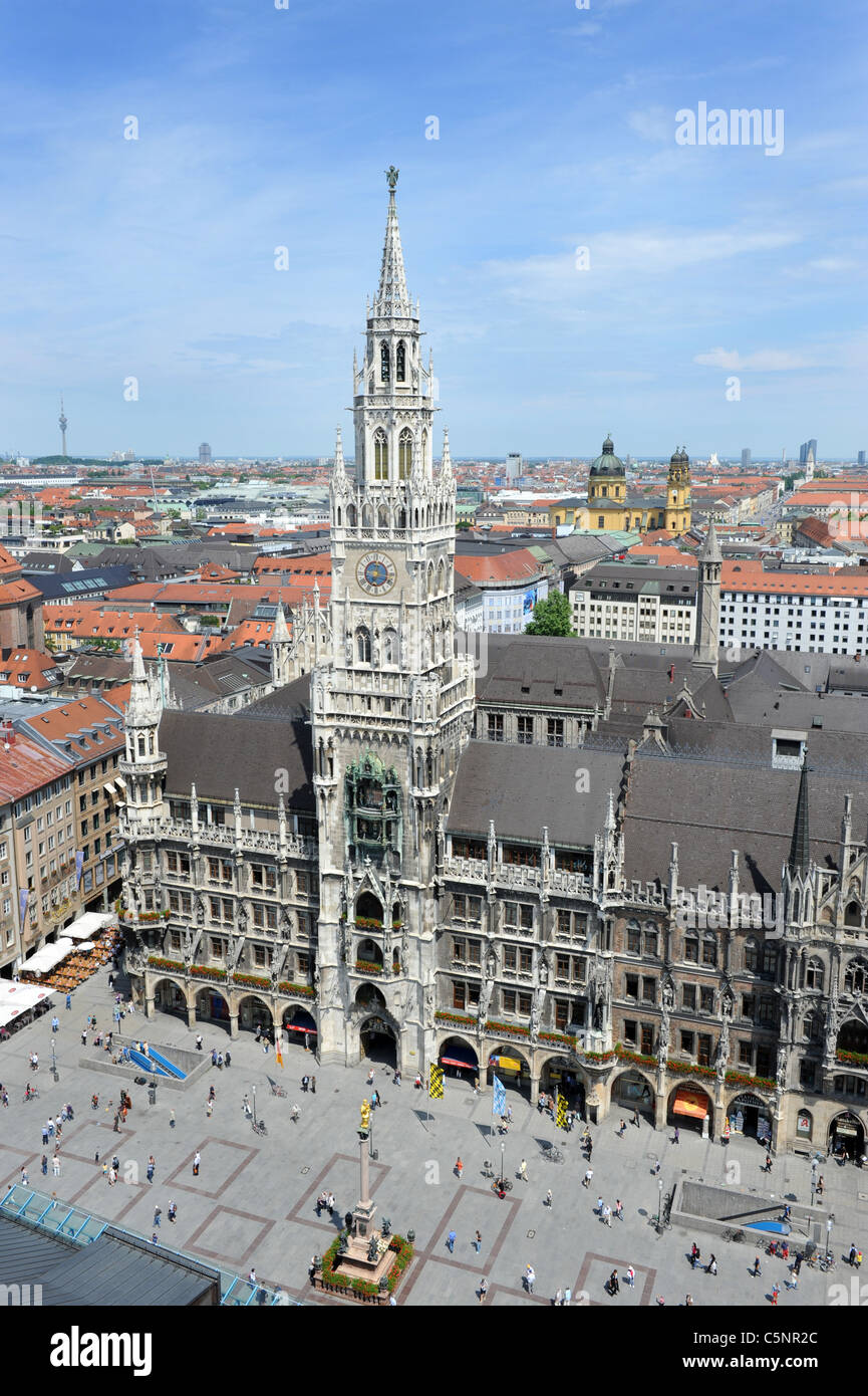 The Rathaus Marienplatz Munich Bavaria Germany Munchen Deutschland Stock Photo