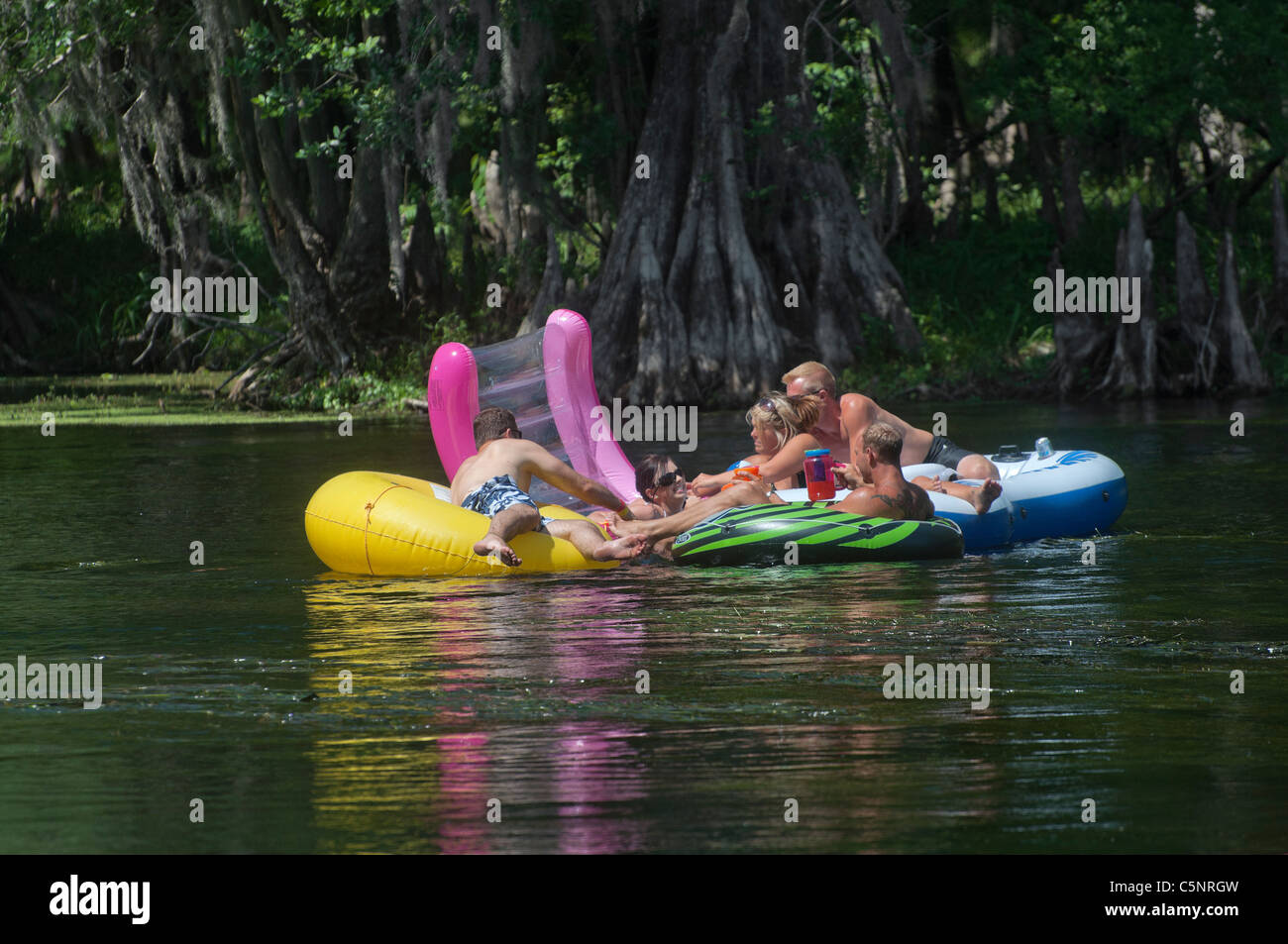 Tubers enjoying the Santa Fe River at Ginnie Springs in North Central
