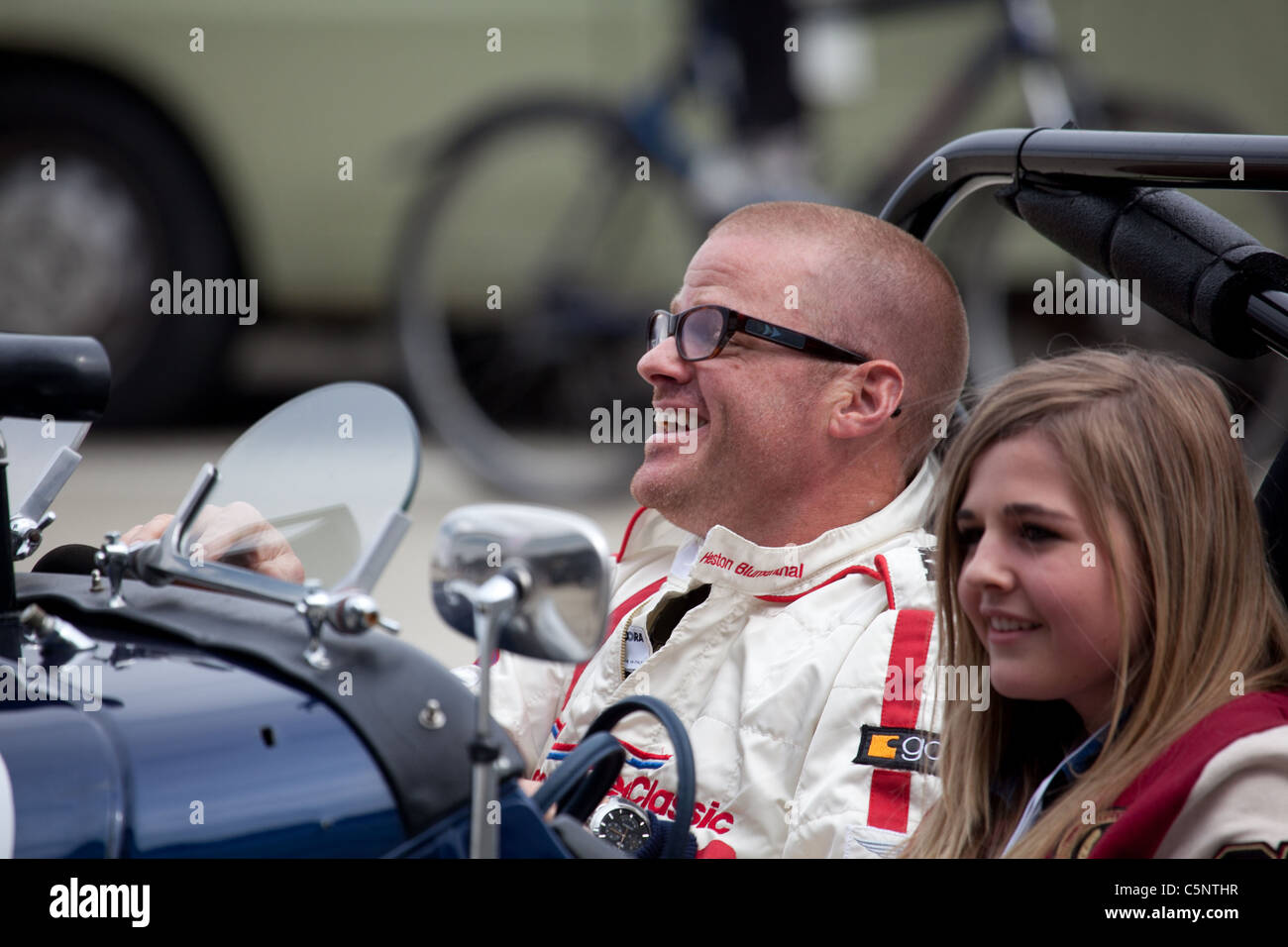 Heston Blumenthal at the Silverstone Classic Celebrity Challenge 2011. Stock Photo