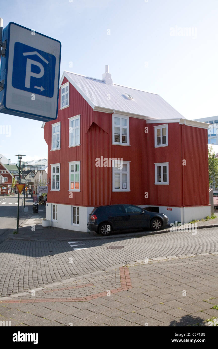 House painted red in Reykjavik, iceland Stock Photo Alamy