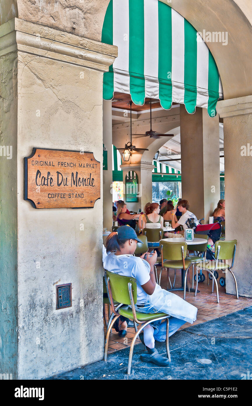 The famous Cafe du Monde in the French Quarter of New Orleans Stock