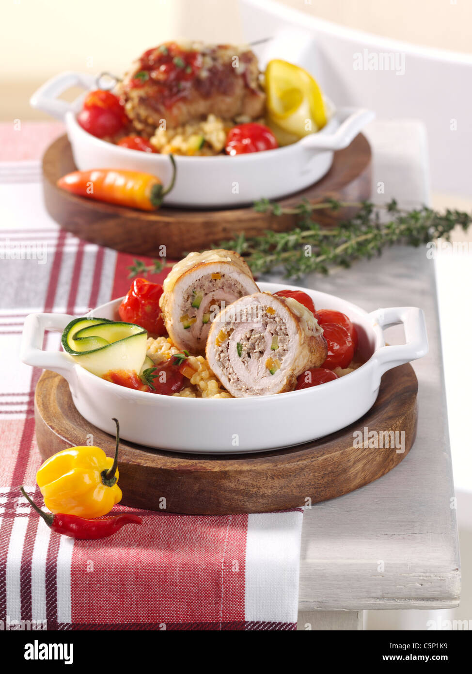 Pork rolls with spicy hash filling Stock Photo Alamy