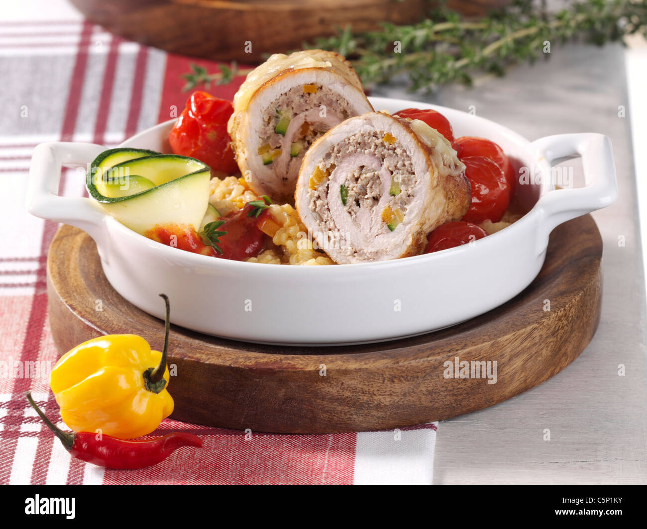 Pork rolls with spicy hash filling Stock Photo Alamy