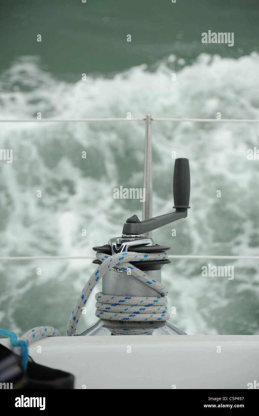 photograph of a yacht pulley used for tightening lines Stock Photo Alamy