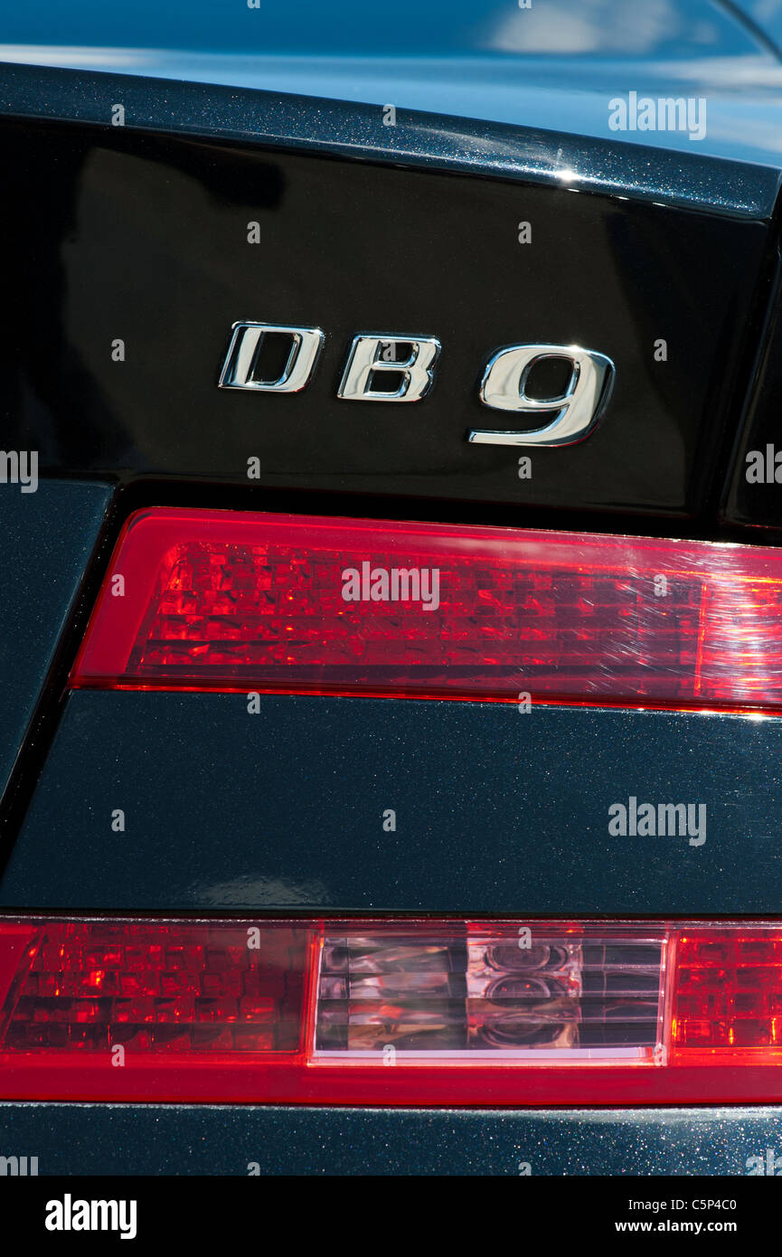 Aston Martin DB9 badge and rear light cluster Stock Photo