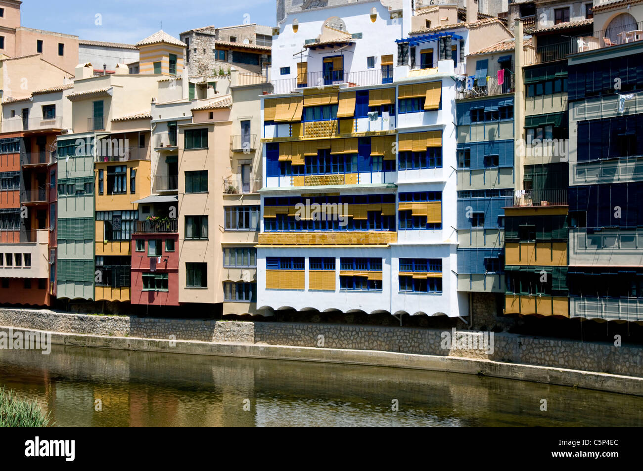 Girona city and the Onyar river. Spain. Stock Photo