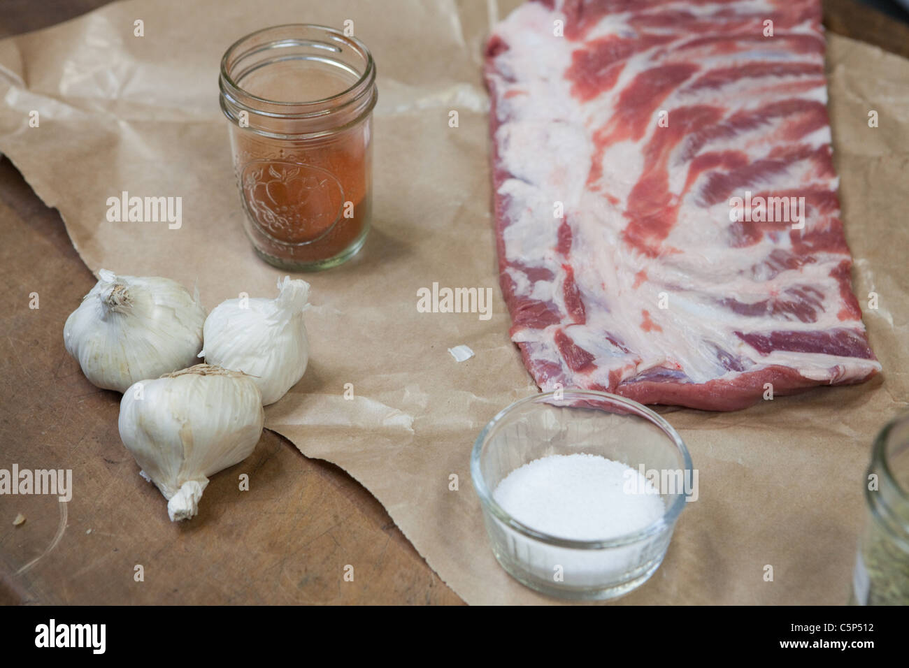 Pork ribs and seasonings Stock Photo Alamy