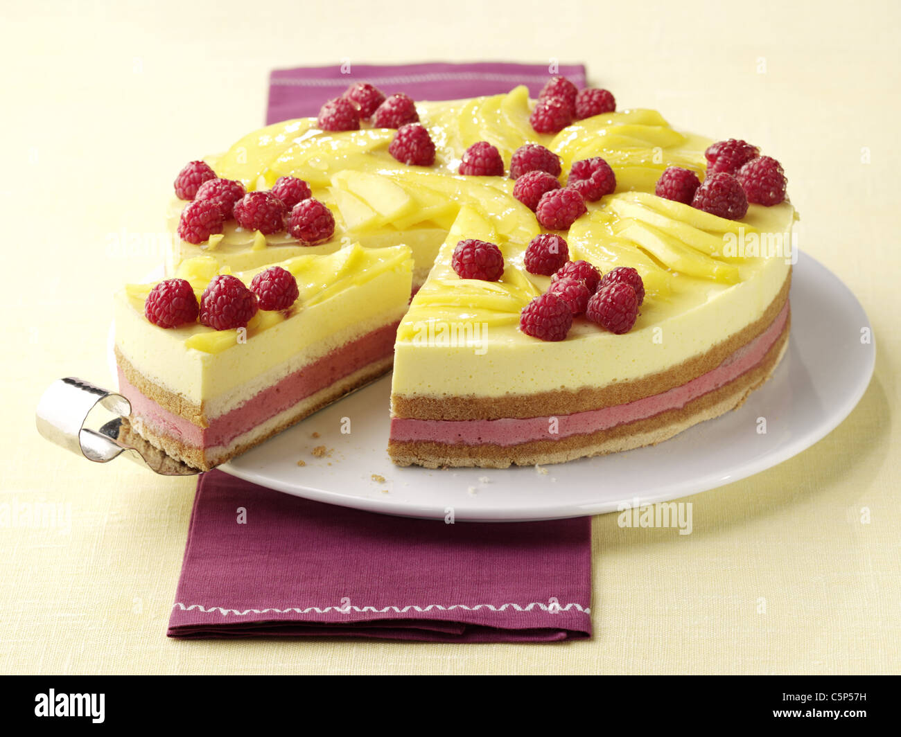 Raspberry mango tart Stock Photo - Alamy
