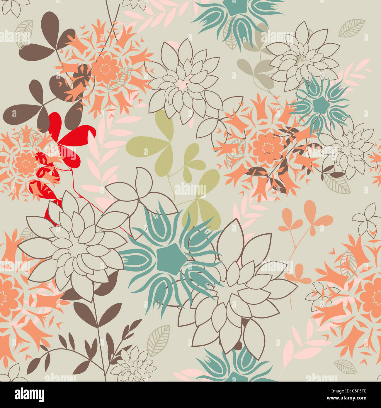 Seamless vector floral pattern Stock Photo - Alamy