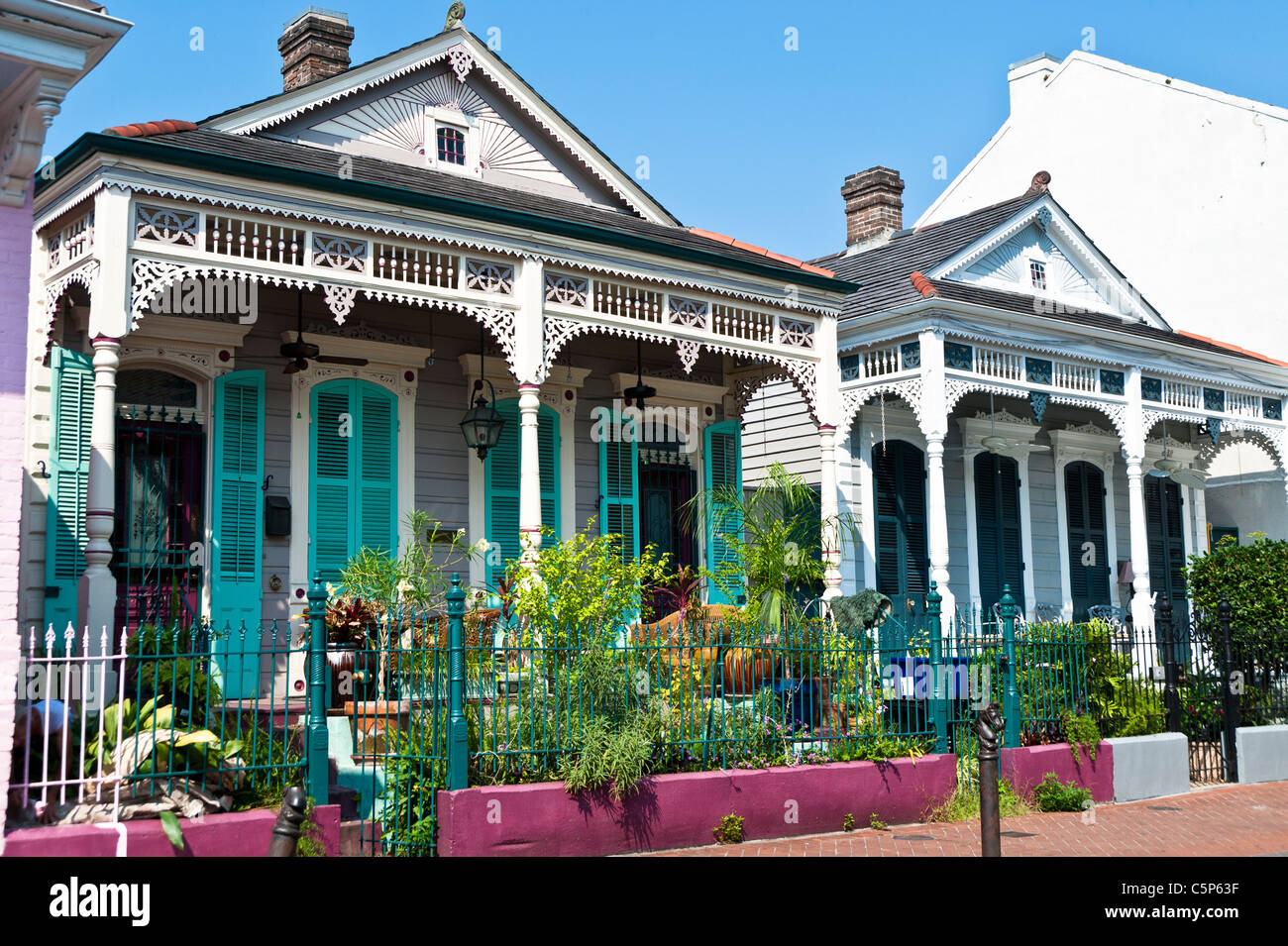 Typical double shotgun house in the French Quarter of New Orleans Stock Photo