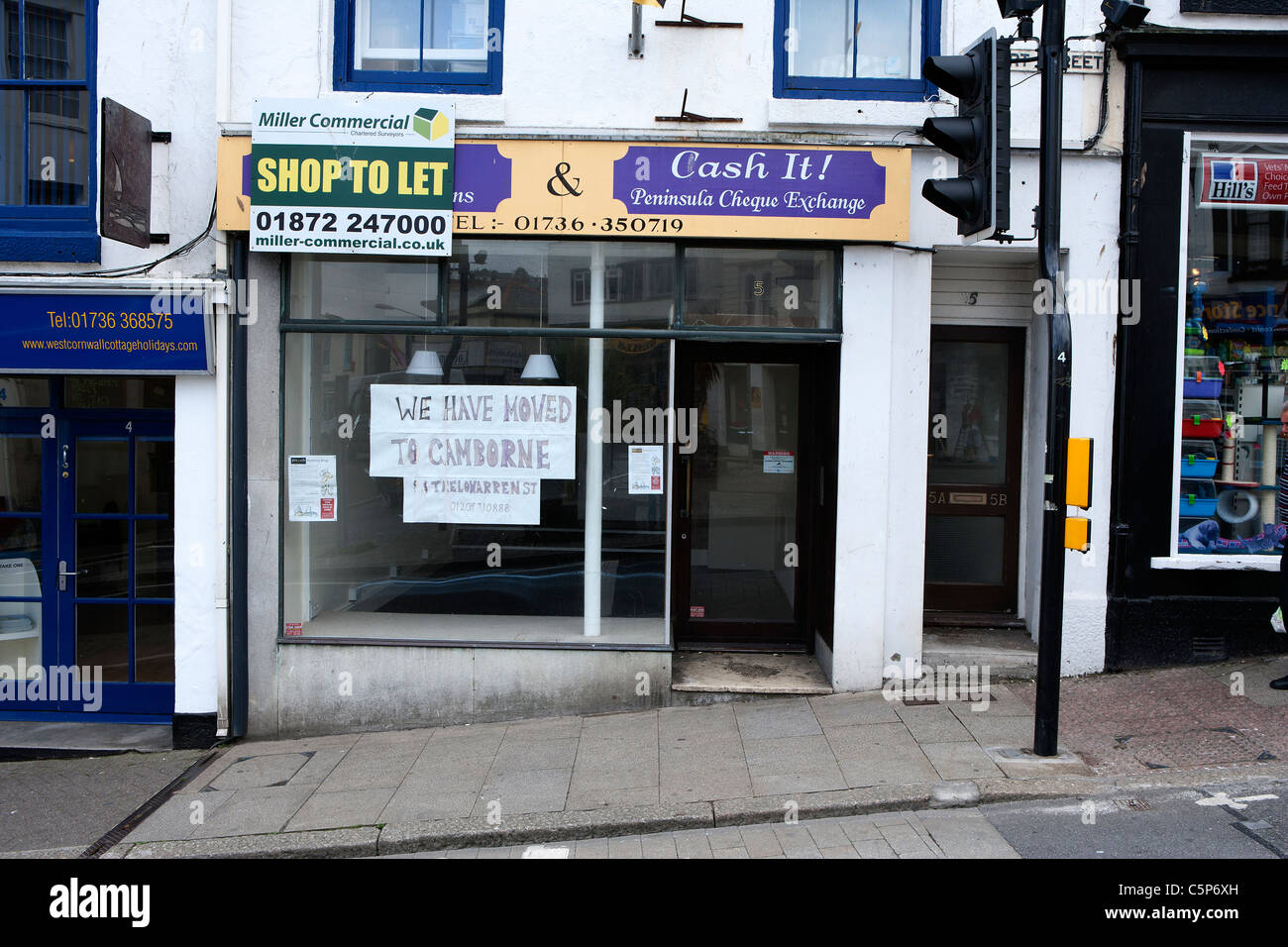 High street shop closed in Penzance, Cornwall Stock Photo Alamy