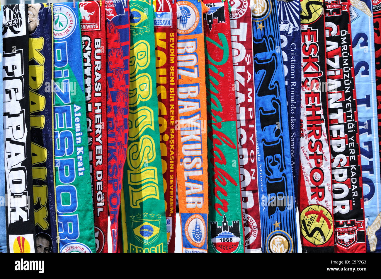 Turkish football  scarves, Istanbul, Turkey Stock Photo