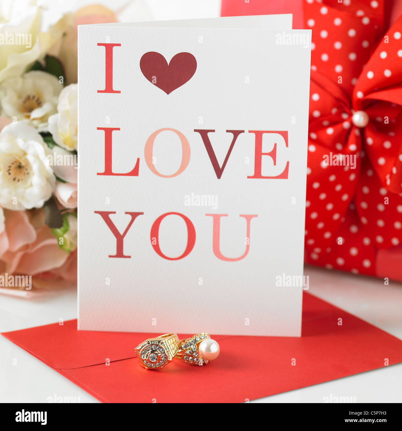 A card and rings Stock Photo Alamy