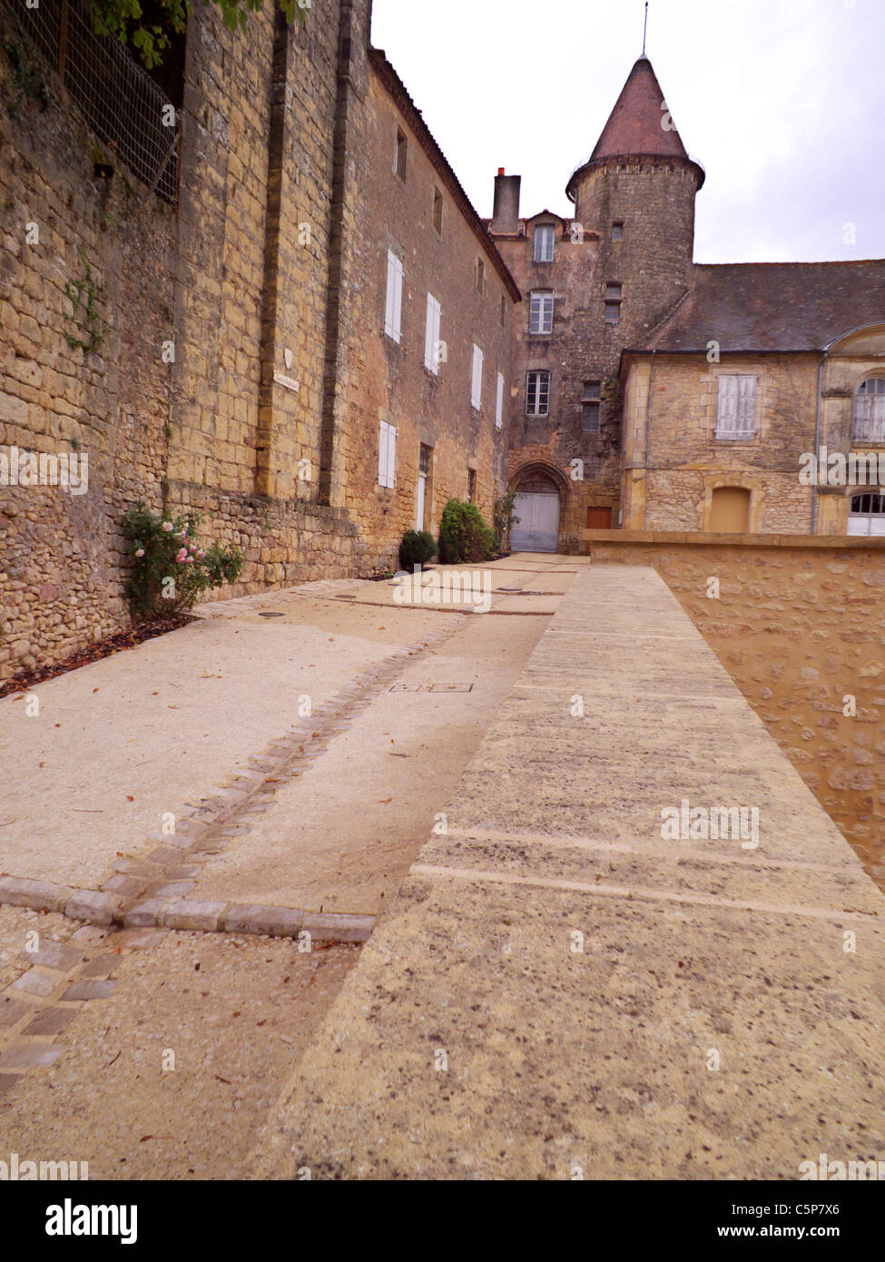 Belves town. Dordogne France. Lively medieval town. Stock Photo