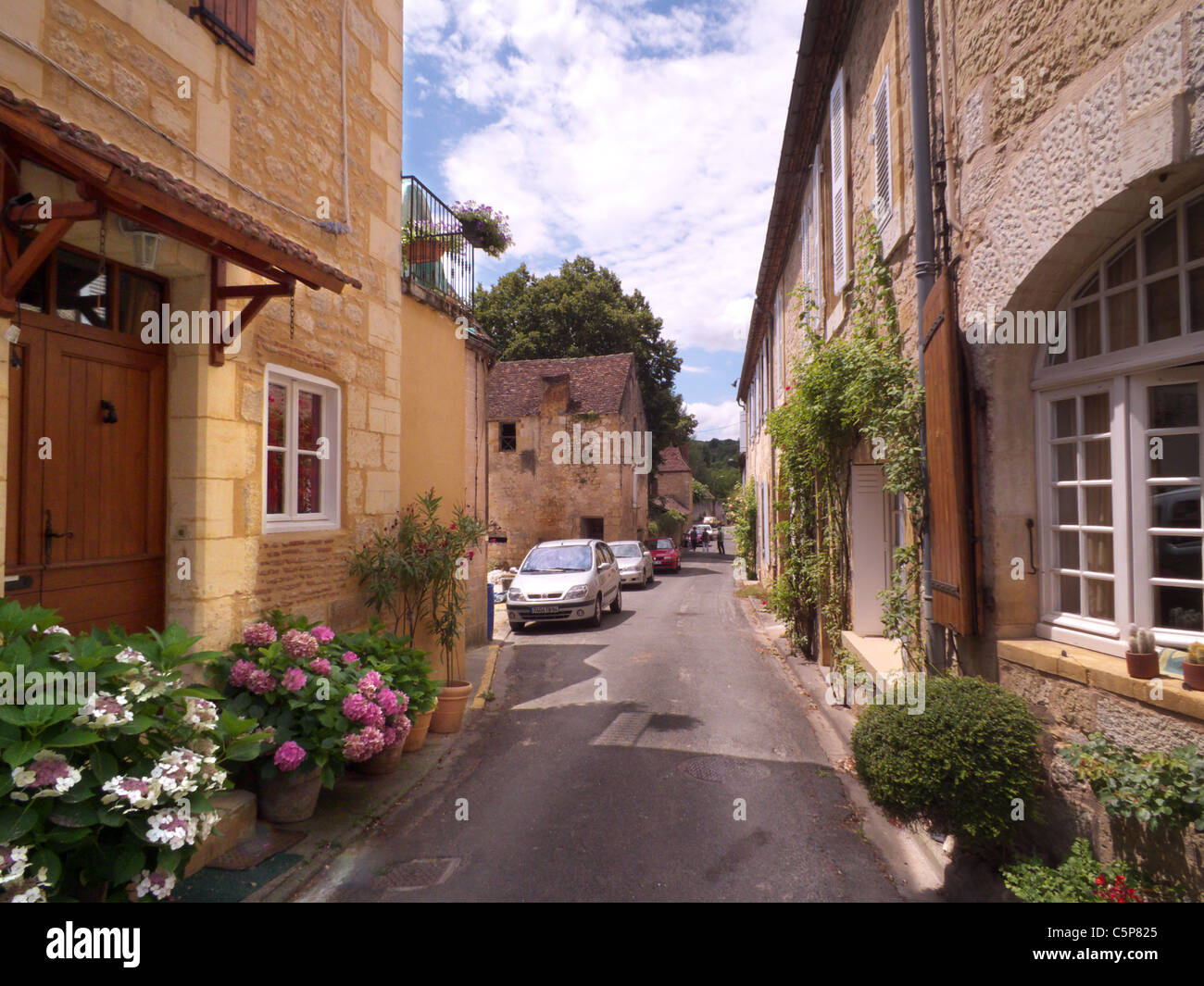 Saint Cyprien, Dordogne France. One of the quieter back streets Stock