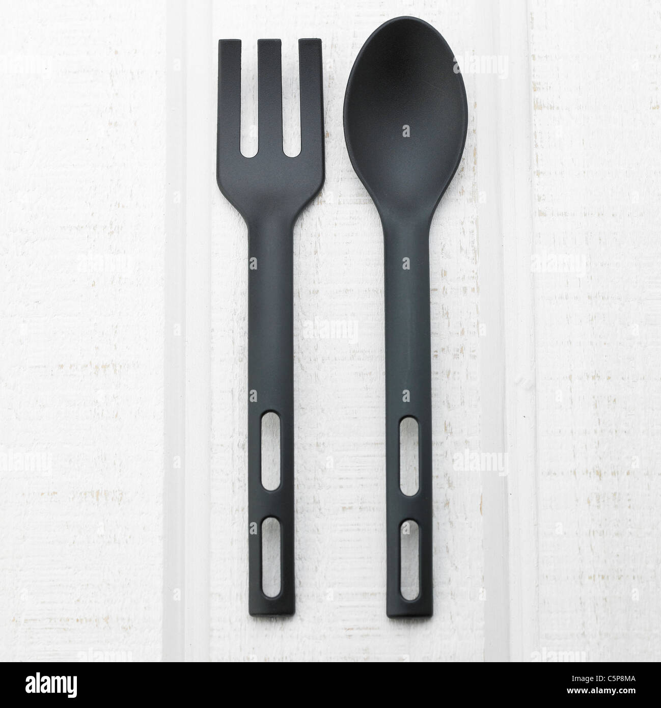 A spoon and a fork Stock Photo