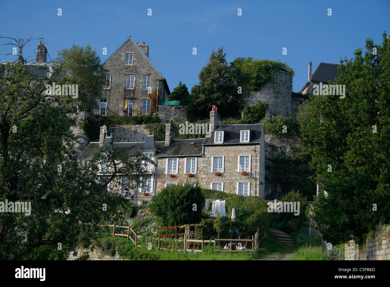 City of Domfront houses at the foot of the ancient fortress of the