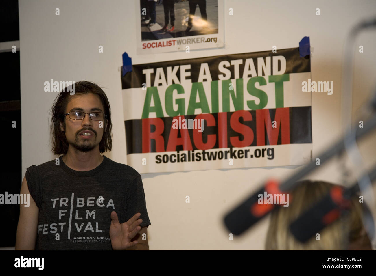 Activists gather to discuss the environment and socialism with author Chris Williams who wrote 'The Environment And Socialism' Stock Photo