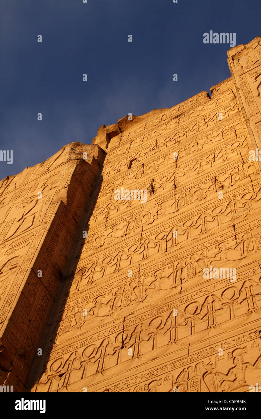 Kom Ombo temple -south of Egypt  -- out wall of the pylon Stock Photo