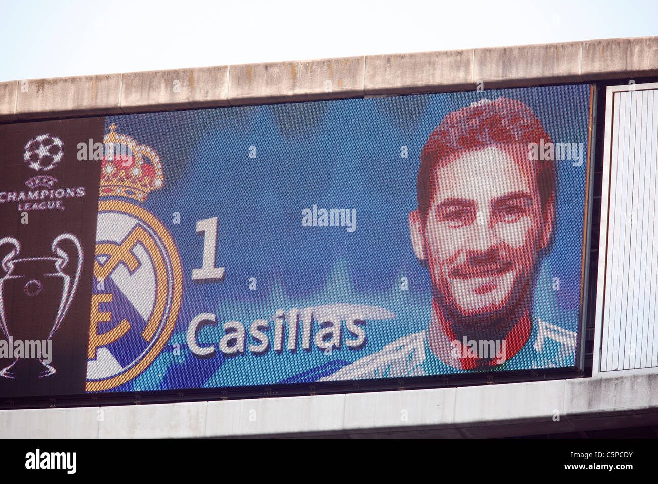 The image of Iker Casillas on the electronic scoreboard Stock Photo