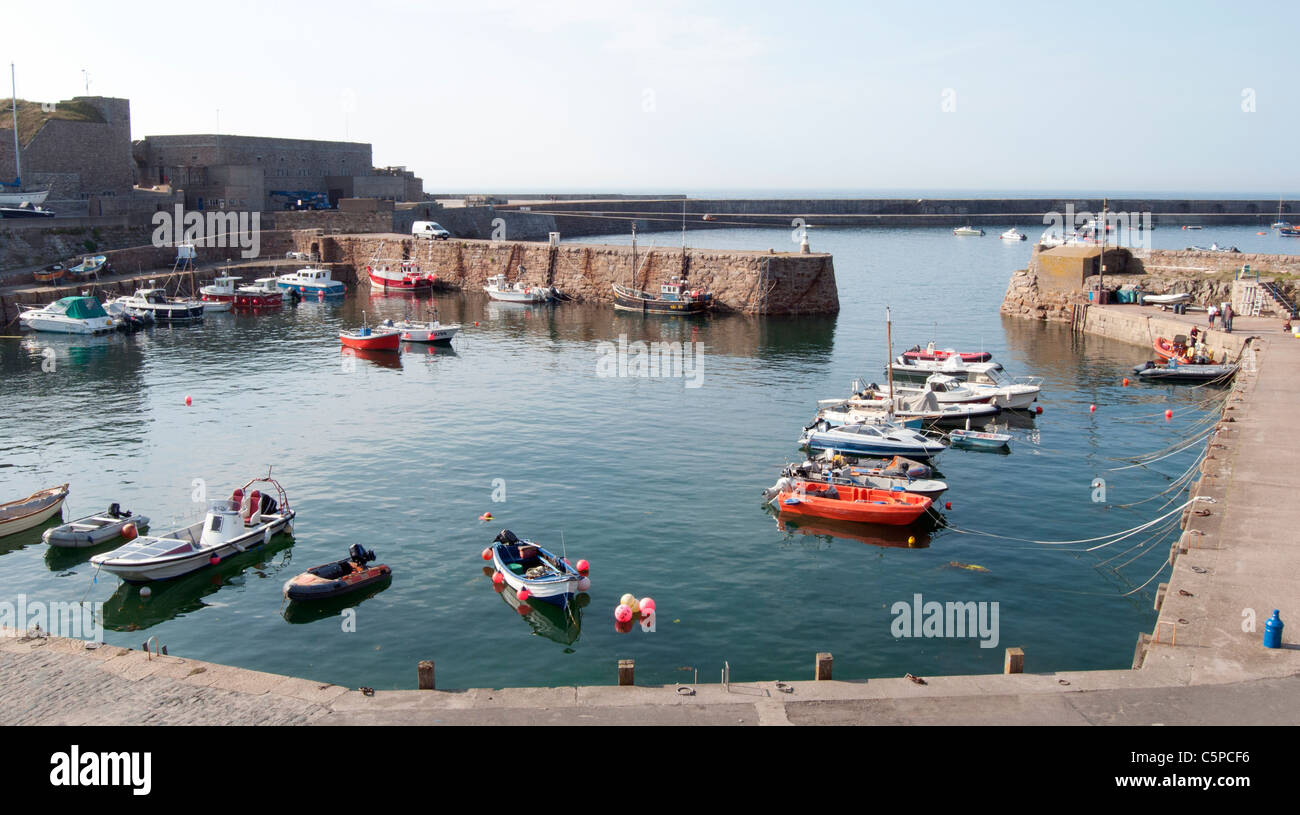 Inner harbour on Channel Island of Alderney Stock Photo
