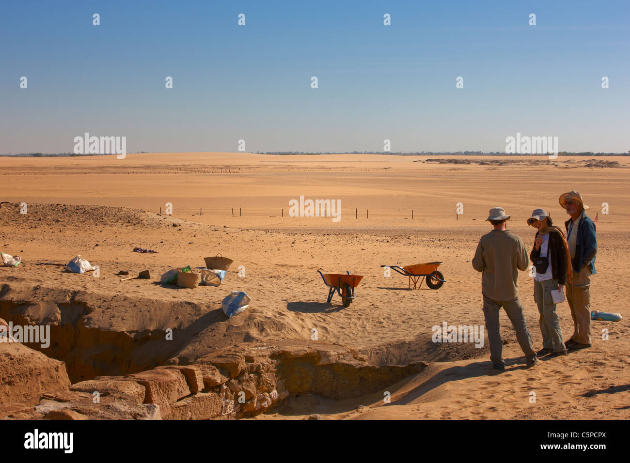 Archaeologists at Kawa Archaeological Site, Northern Sudan, Africa Stock Photo
