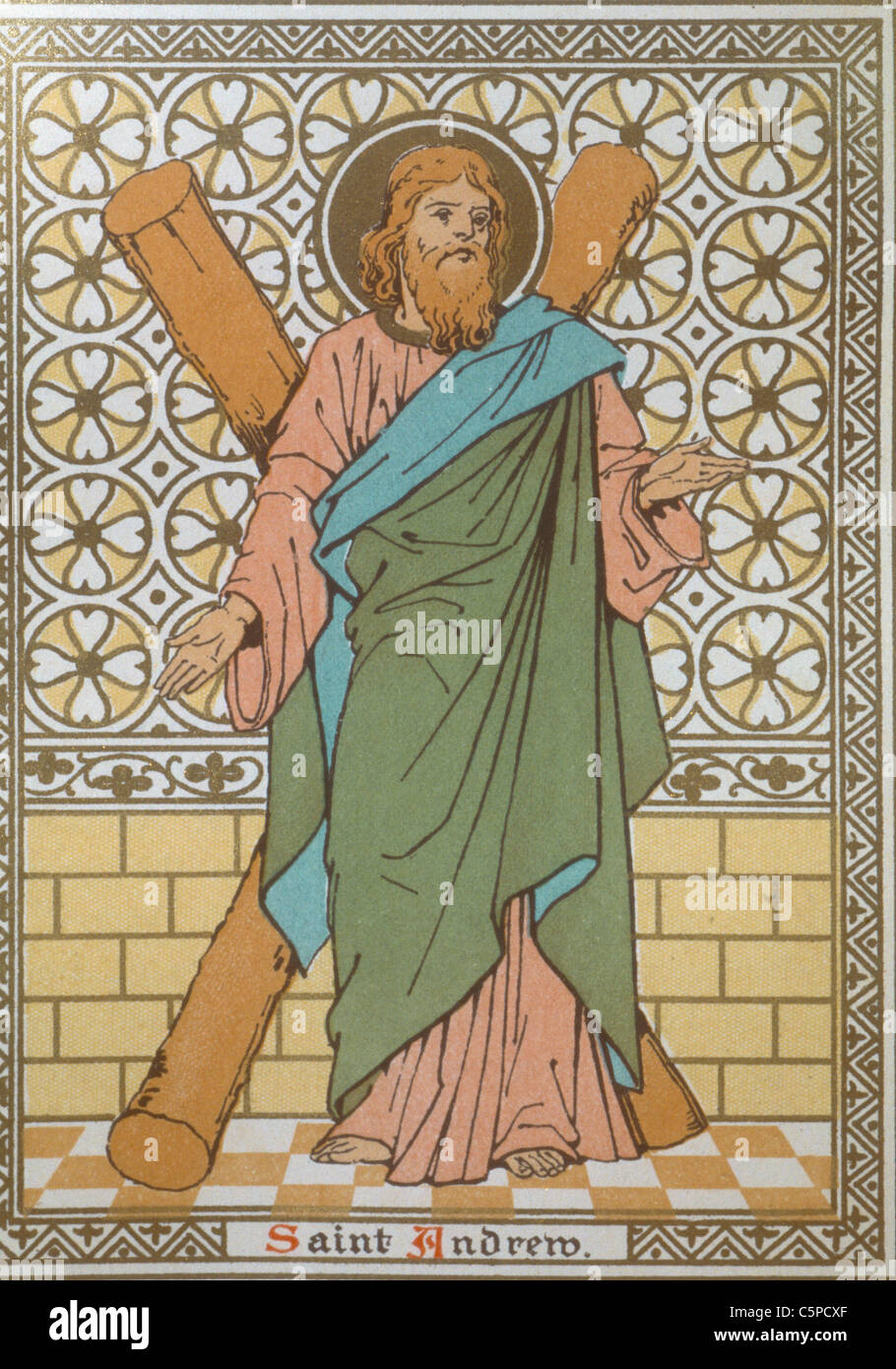 Saint Andrew with Saltire one of the Twelve Apostles of Jesus Stock Photo