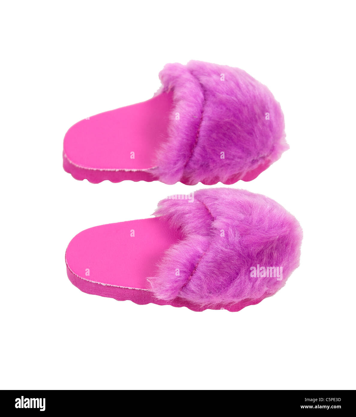 Fuzzy pink slippers to wear at home when relaxing in luxury - path