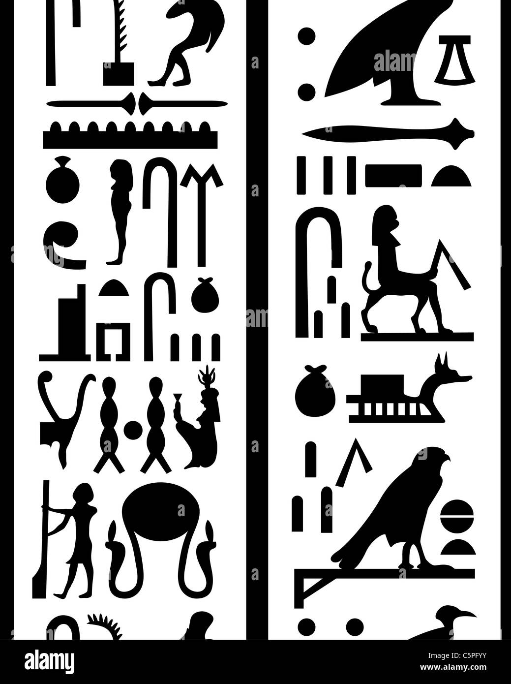 Egyptian seamless hieroglyphs pattern. Stock Photo