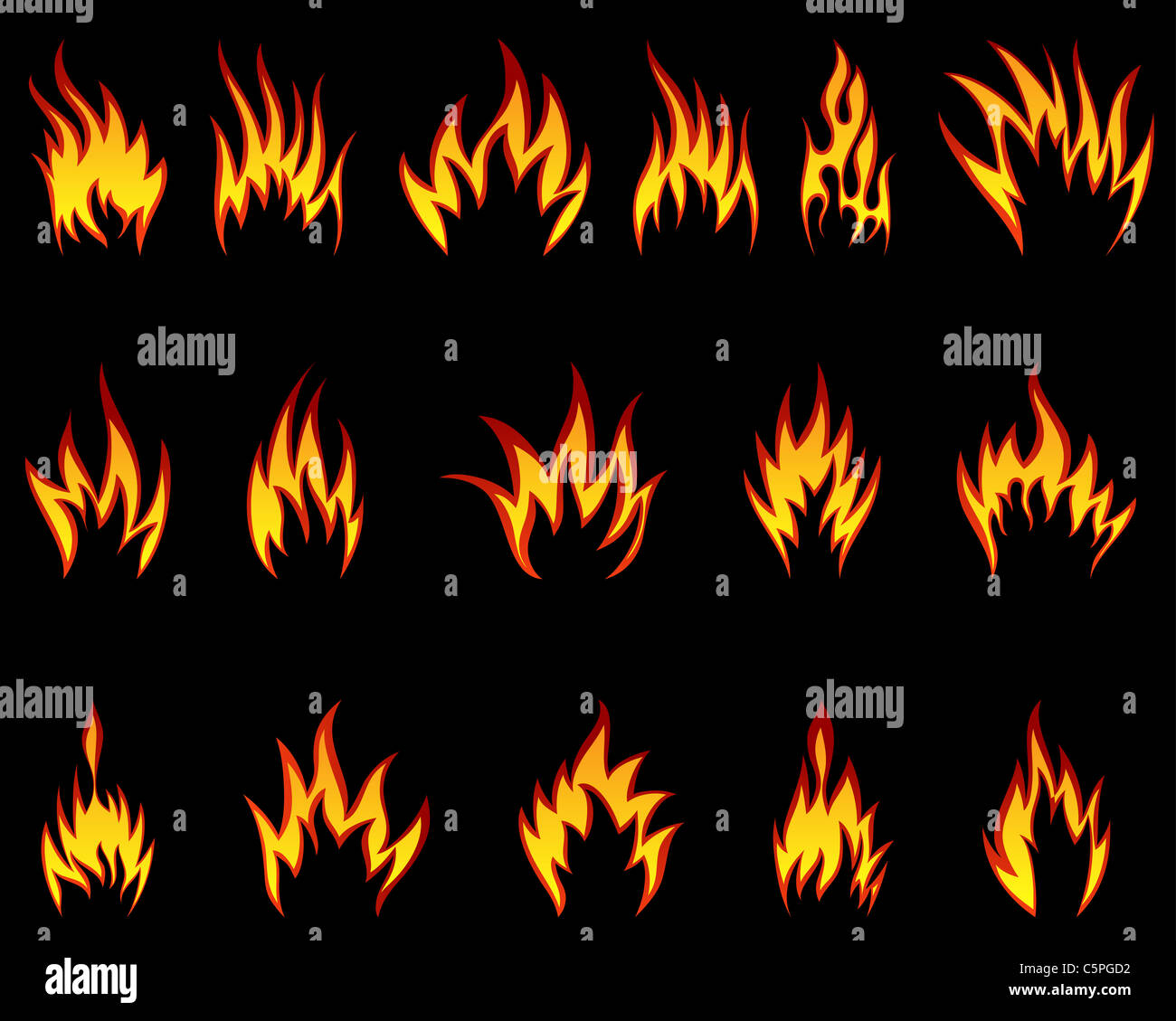 Set of fire vector icons for design use Stock Photo - Alamy