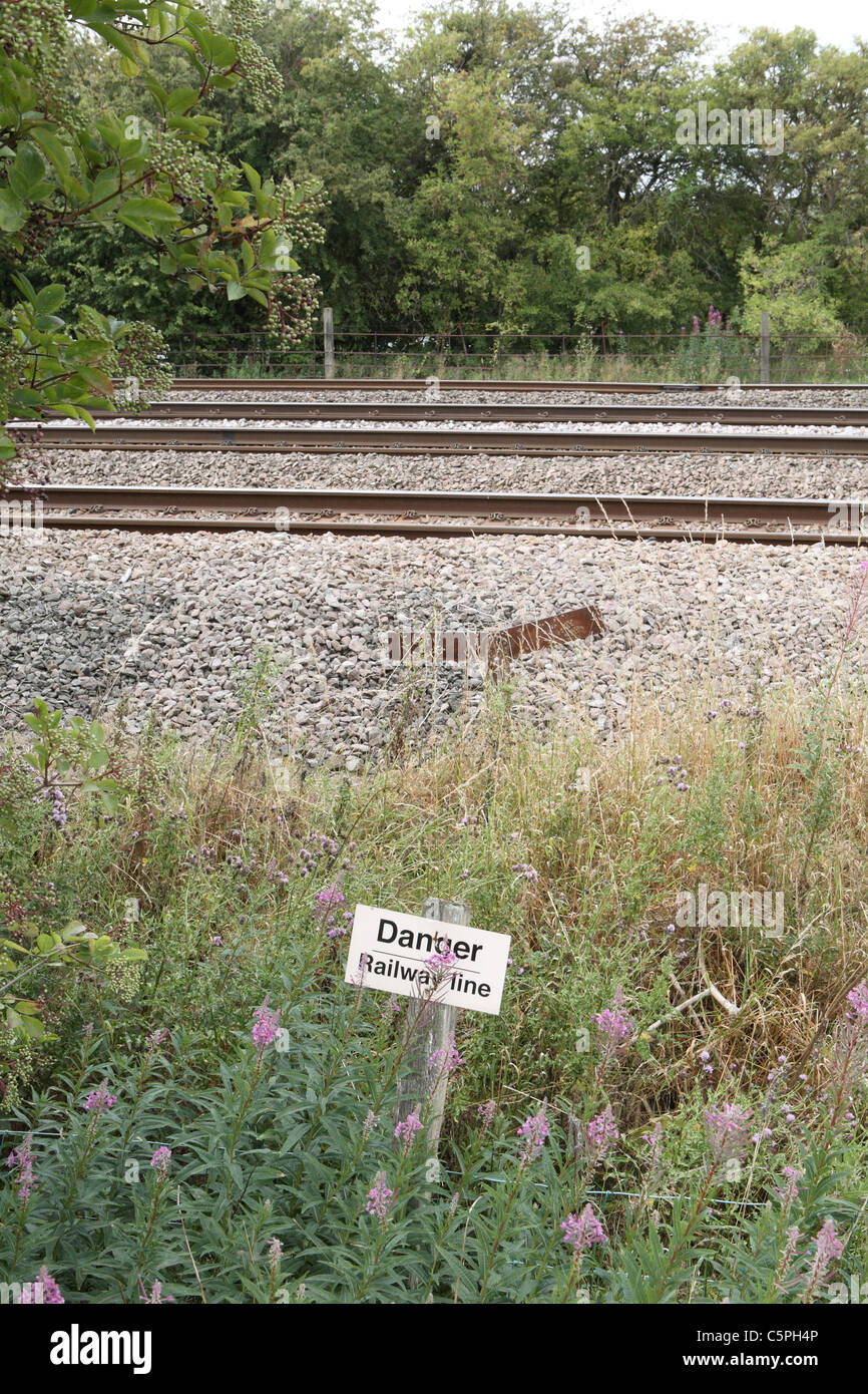 Danger railway line Stock Photo