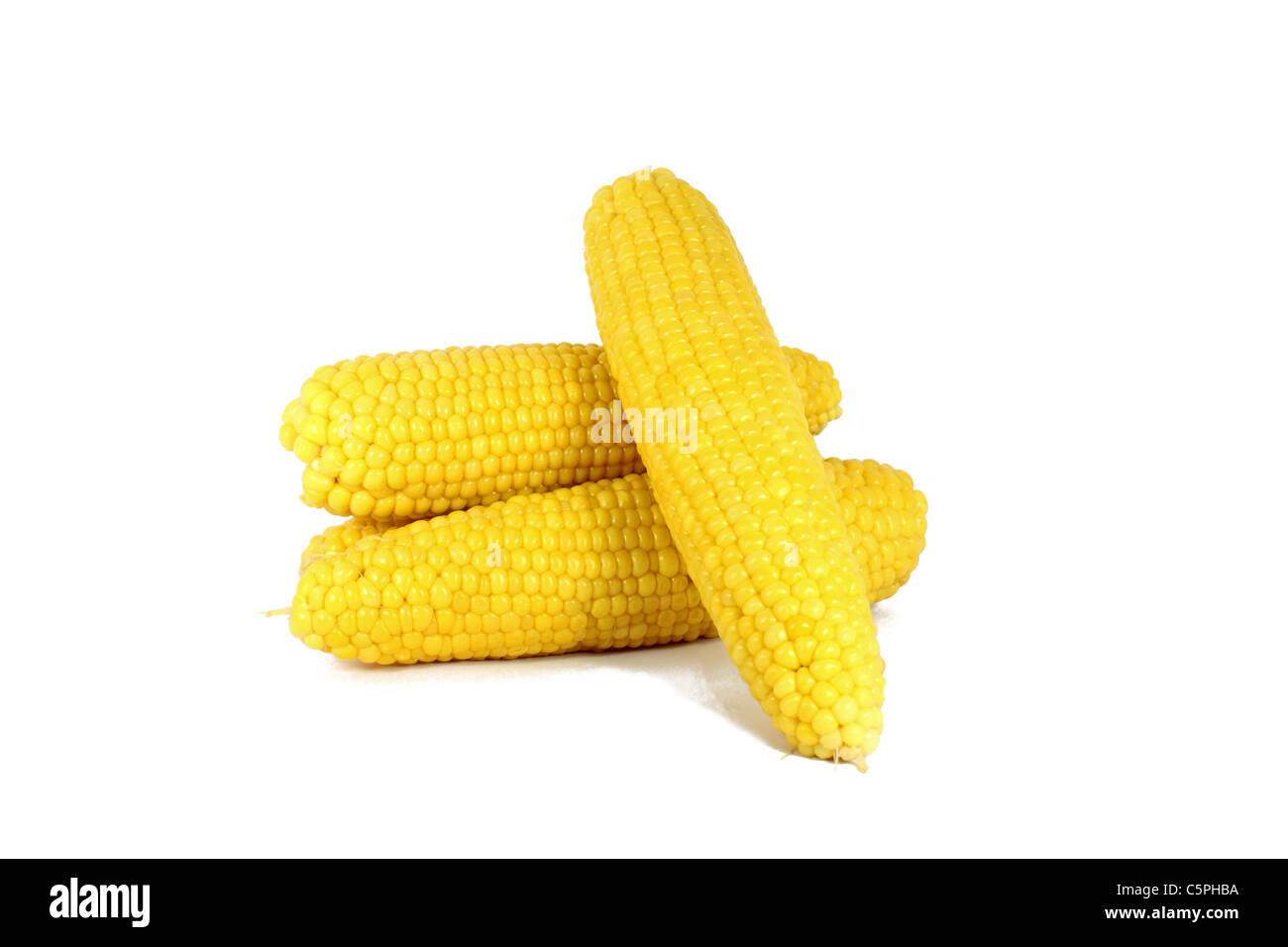 Cooked corn cob sweetcorn isolated on white Stock Photo