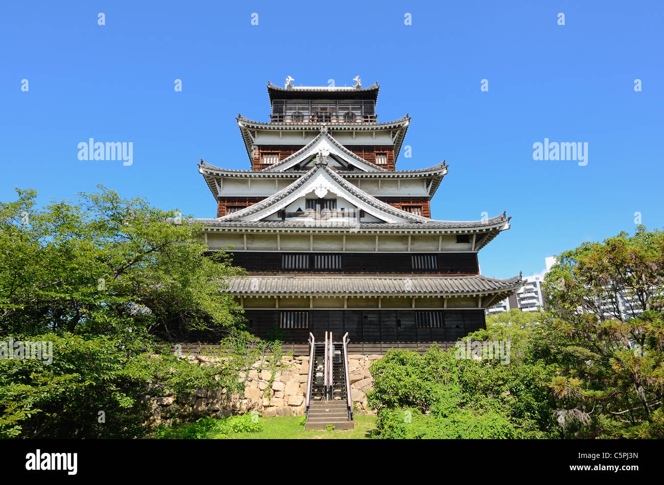 Exterior of Hiroshima Castle in Hiroshima, Japan originally dating from the 1590's. Stock Photo
