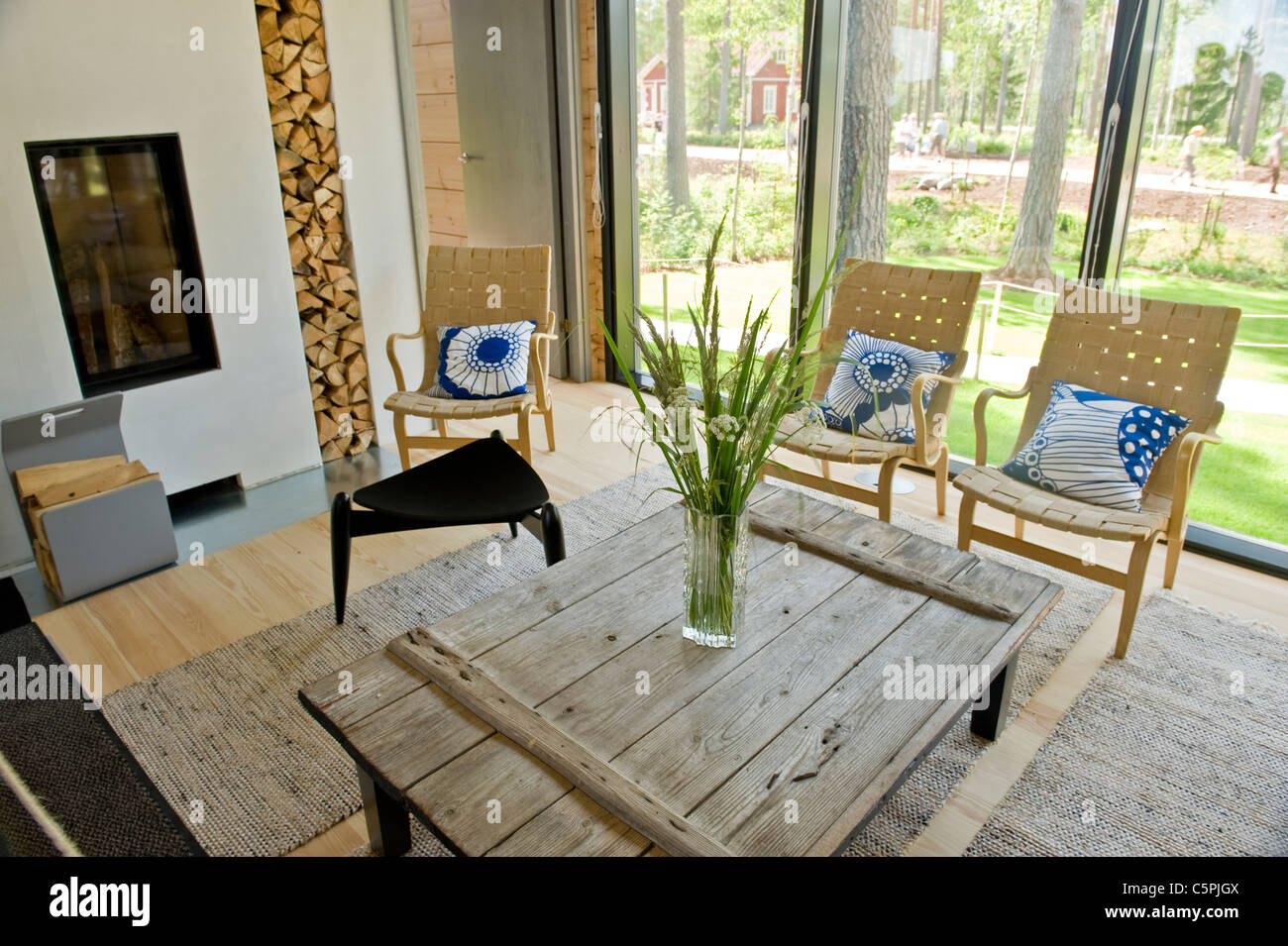 Traditional interior of Finnish summer wooden cottage Stock Photo - Alamy