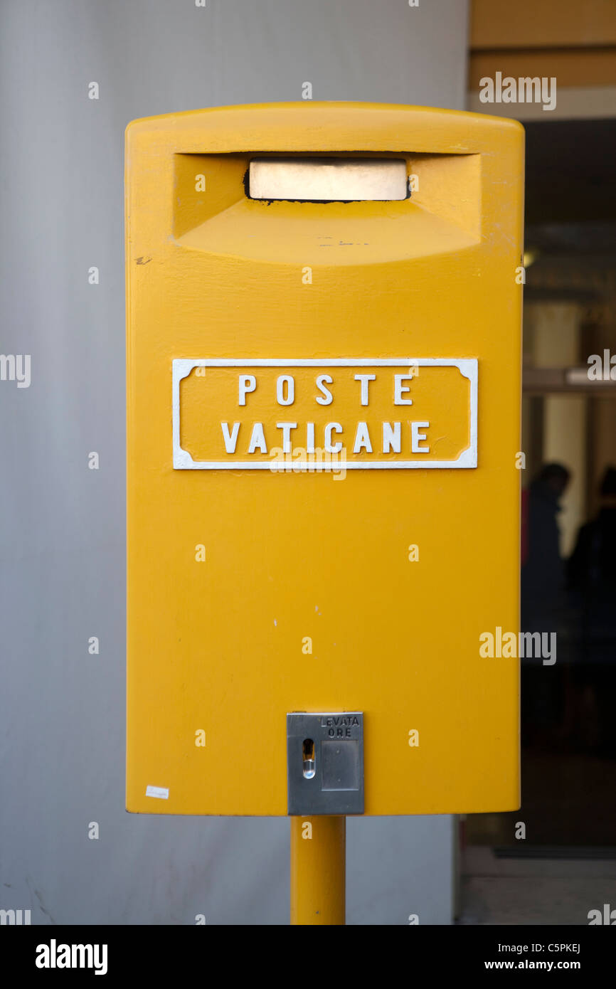 Vatican post Yellow Mailbox Poste Vaticane sign outside post office