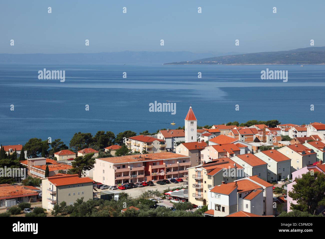 View of Adriatic resort town Promajna, Croatia Stock Photo