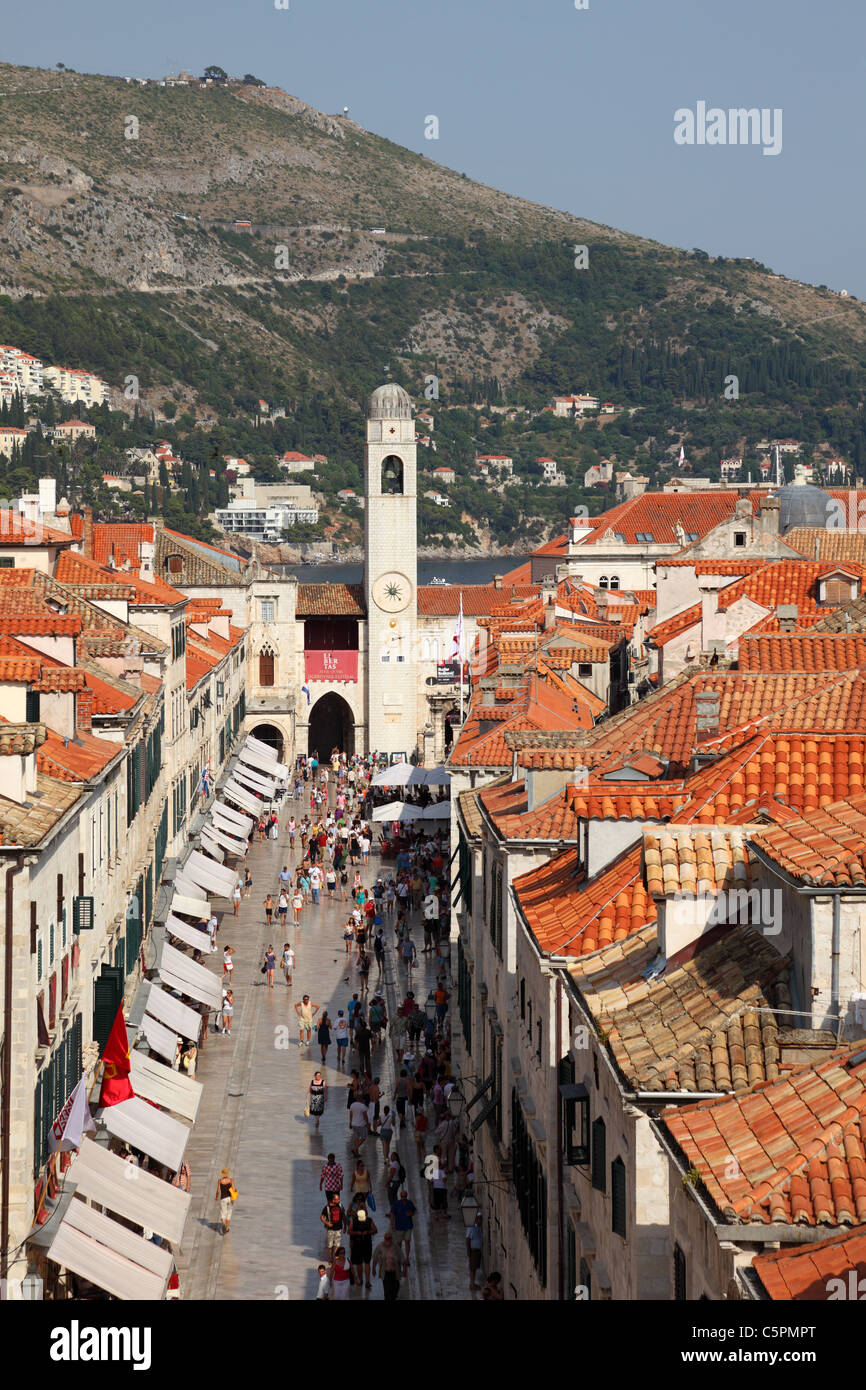 The main street of Dubrovnik - Stradun Stock Photo