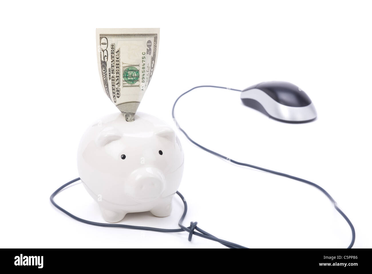 Piggy Bank And Computer Mouse Concept Of E Commerce Online