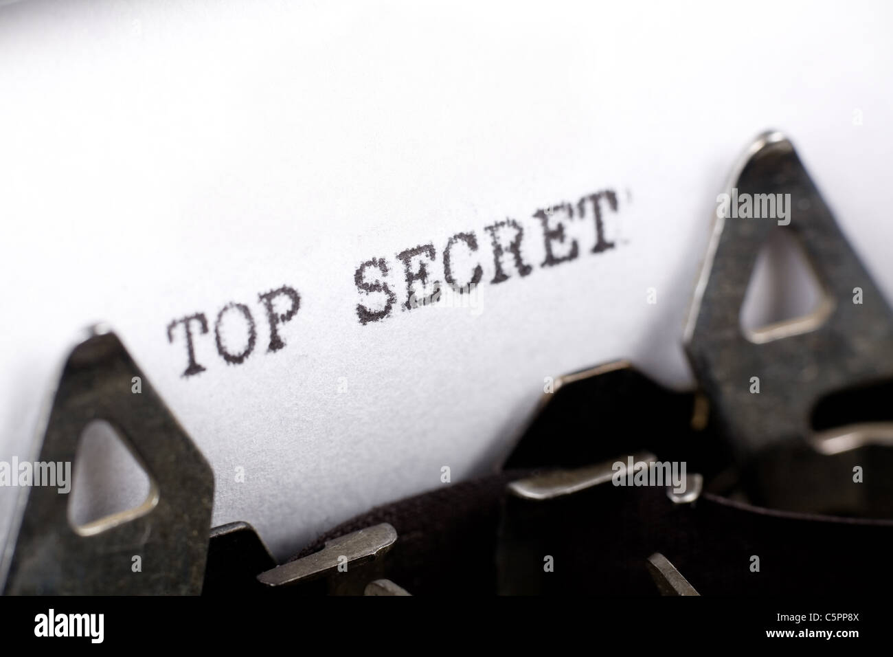 Typewriter close up shot, Concept of Top Secret Stock Photo - Alamy