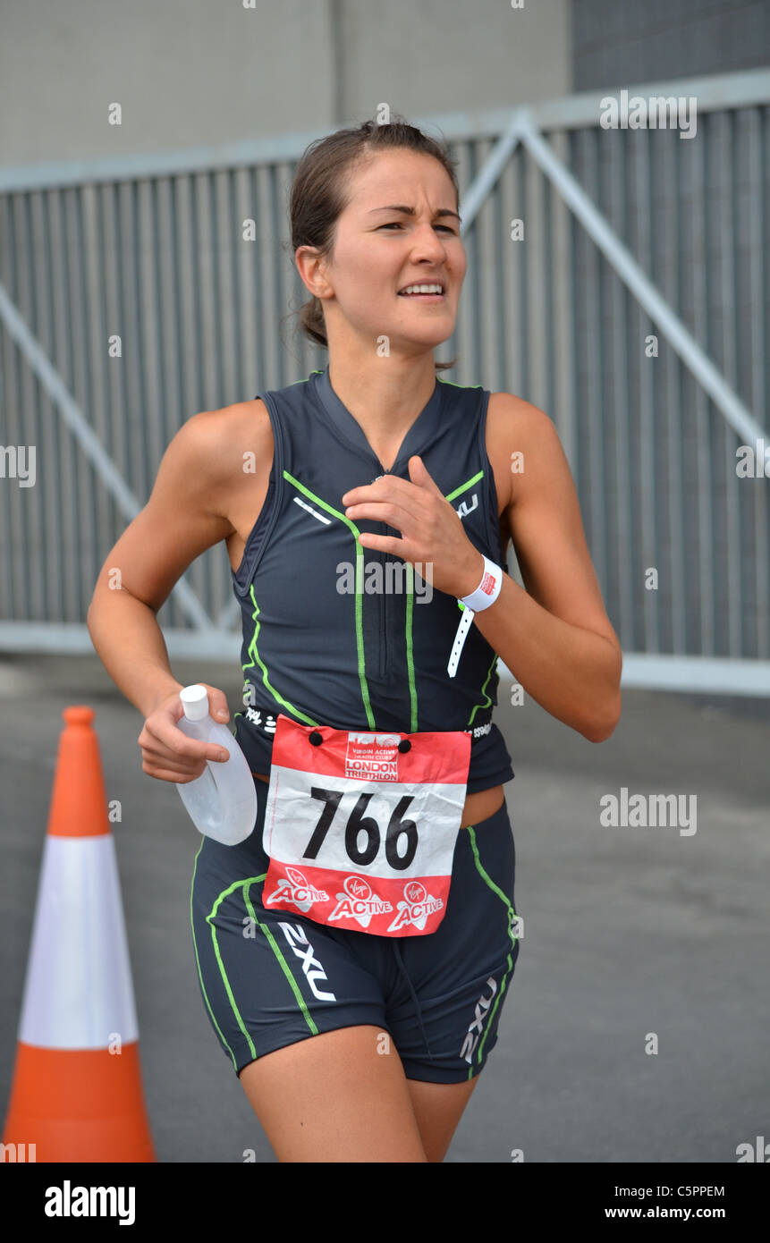 London Triathlon 2011 Runner Stock Photo Alamy