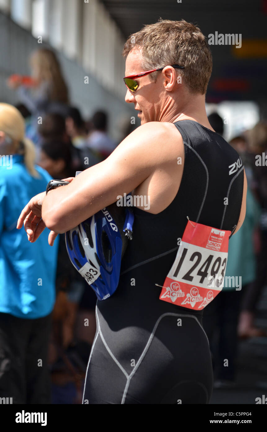 London Triathlon 2011 Runner Stock Photo Alamy