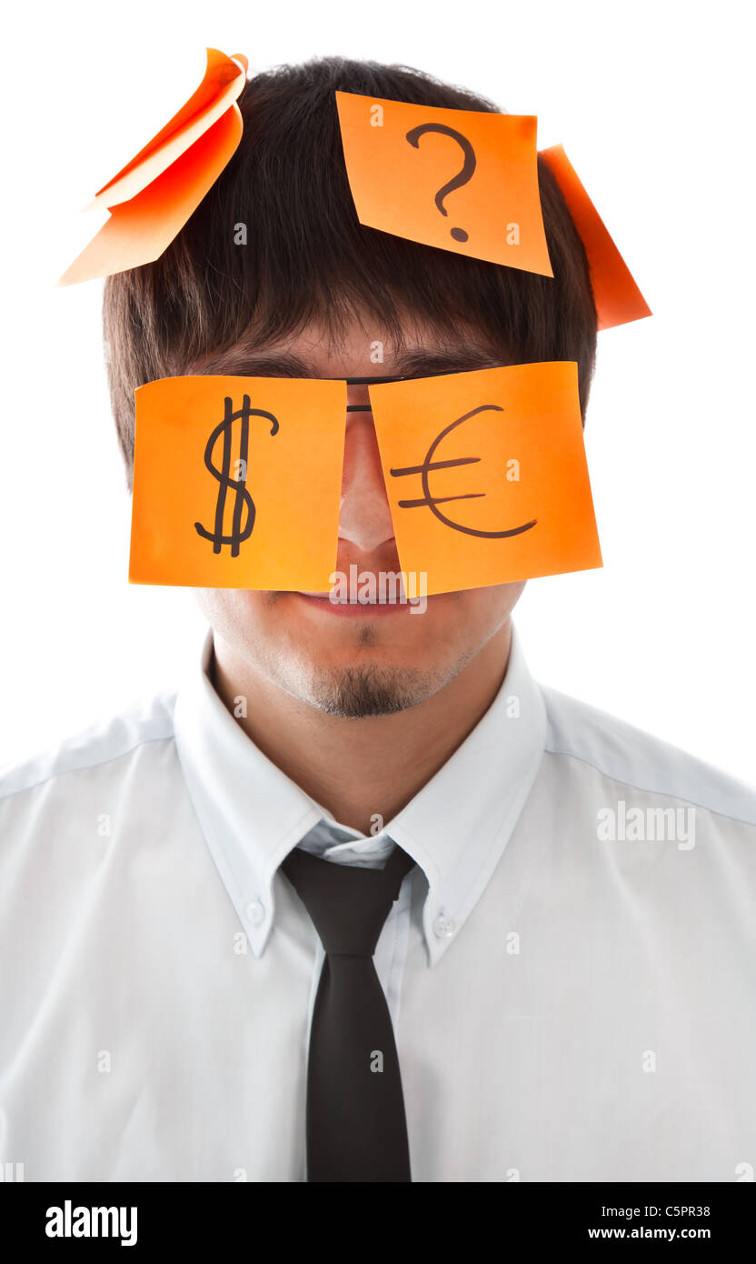 Concept of business (man with postit) Stock Photo