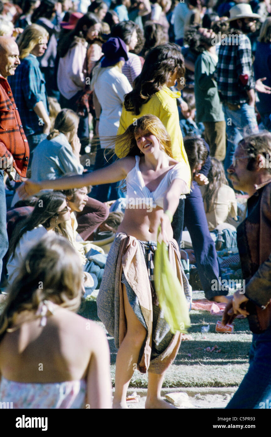 San Francisco, California. hippie girl dances at free rock concert in Golden Gate Park . © Bob Kreisel Stock Photo