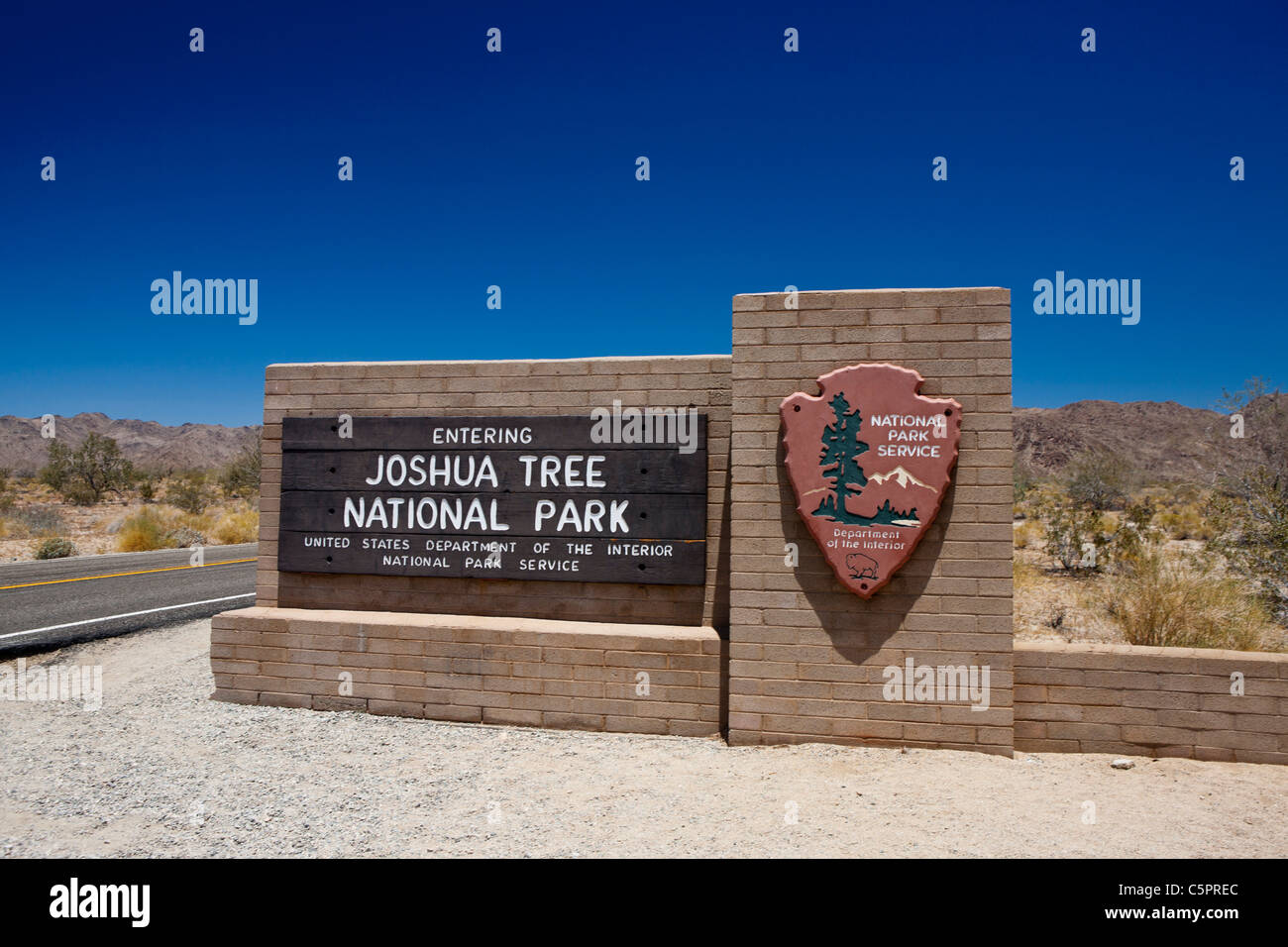 National Park Service welcome sign to Joshua Tree National Park, California, United States of America Stock Photo