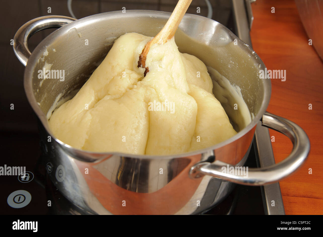 Dough prepared to be deep-fried for traditional tulumba dessert Stock Photo