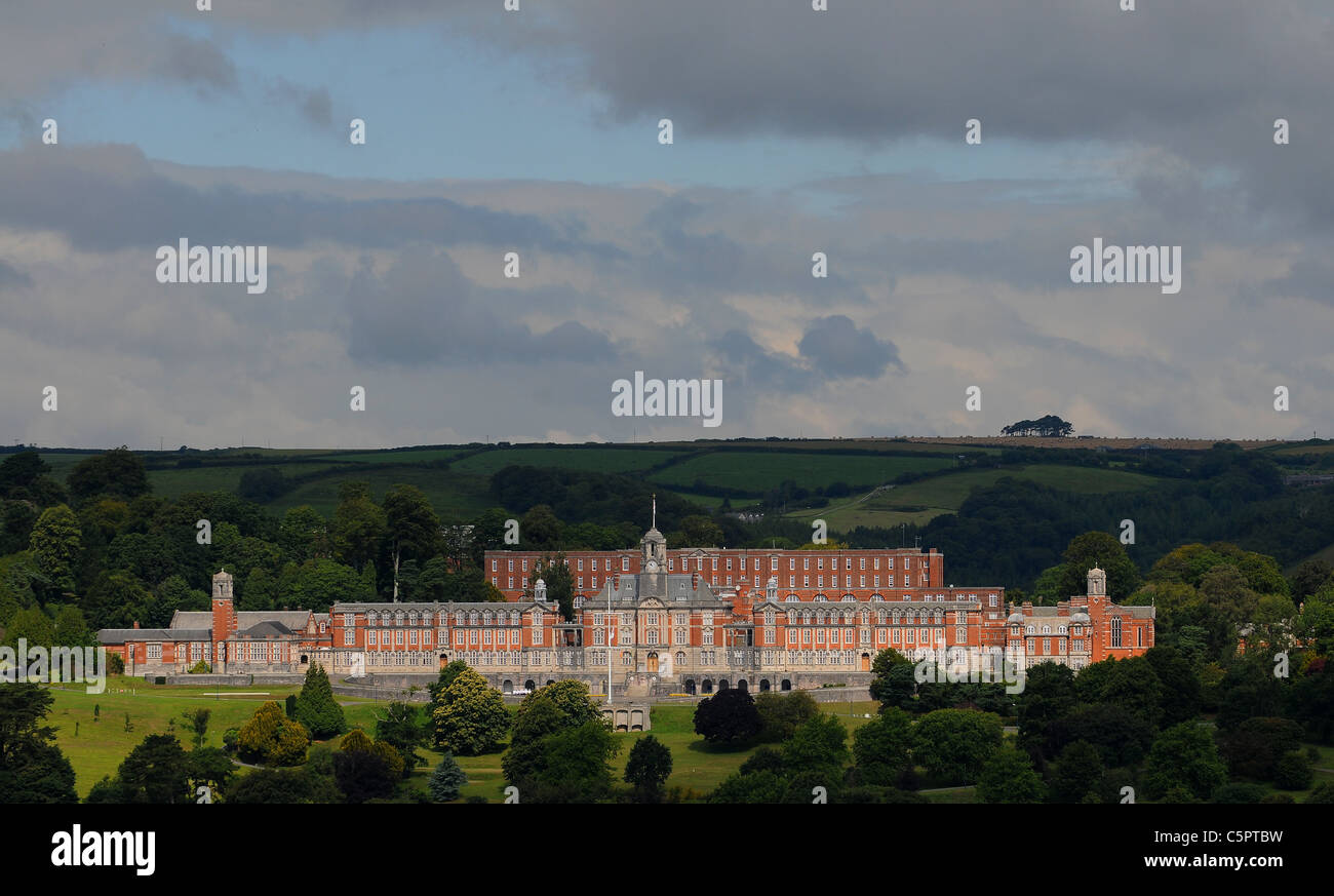 Britannia Royal Naval College (BRNC) is the initial officer training establishment of the Royal Navy, located on a hill overlook Stock Photo