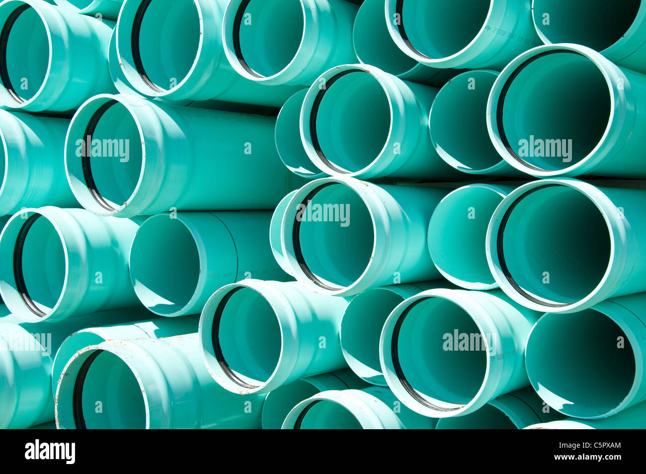 pile of sewer or drainage piping Stock Photo