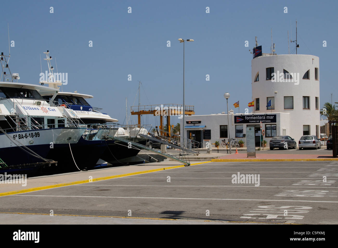 Formentera Island harbour area on this small Spanish Mediterranean island Stock Photo